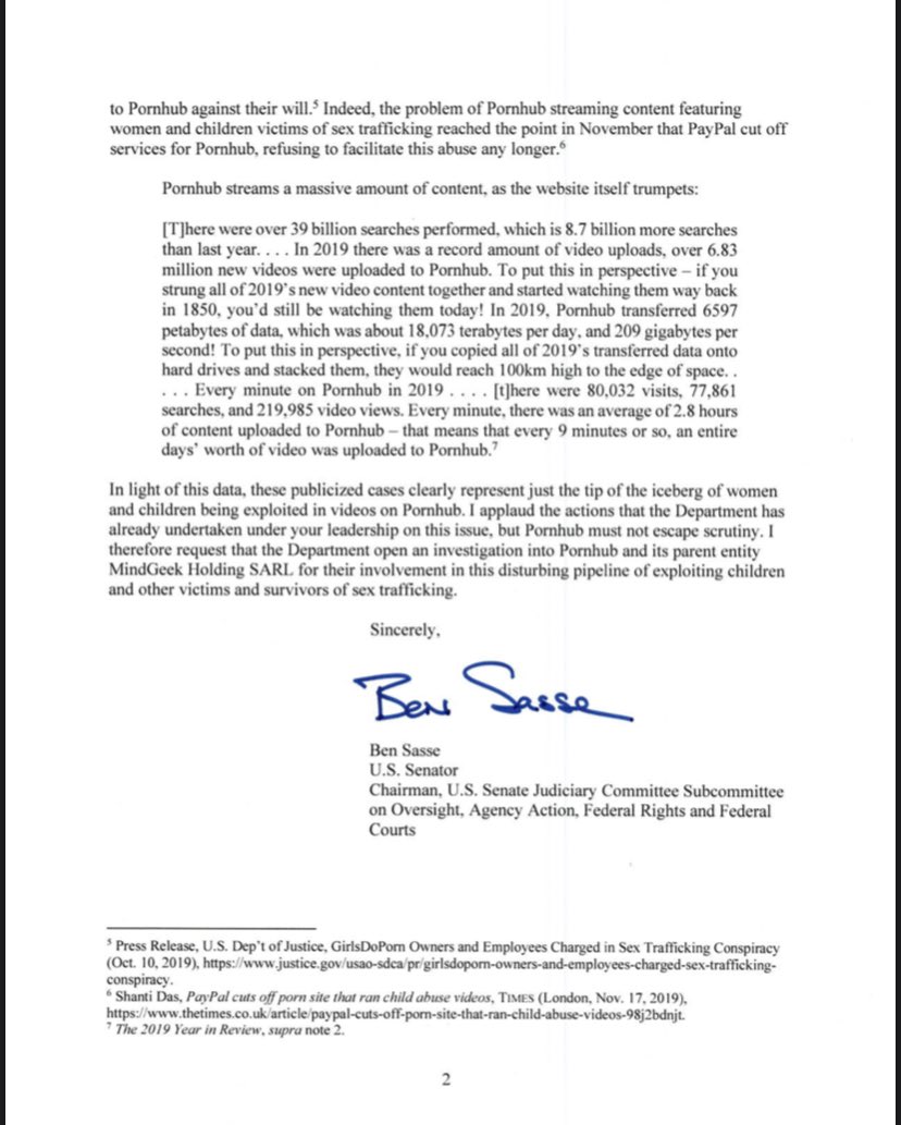 LailaMickelwait's tweet image. BREAKING: US Senator calls on the US Attorney General and Department of Justice to open an investigation into Pornhub/Mindgeek based on evidence they host, profit from and enable the sex trafficking and rape of women and minors. #Traffickinghub Traffickinghub.com