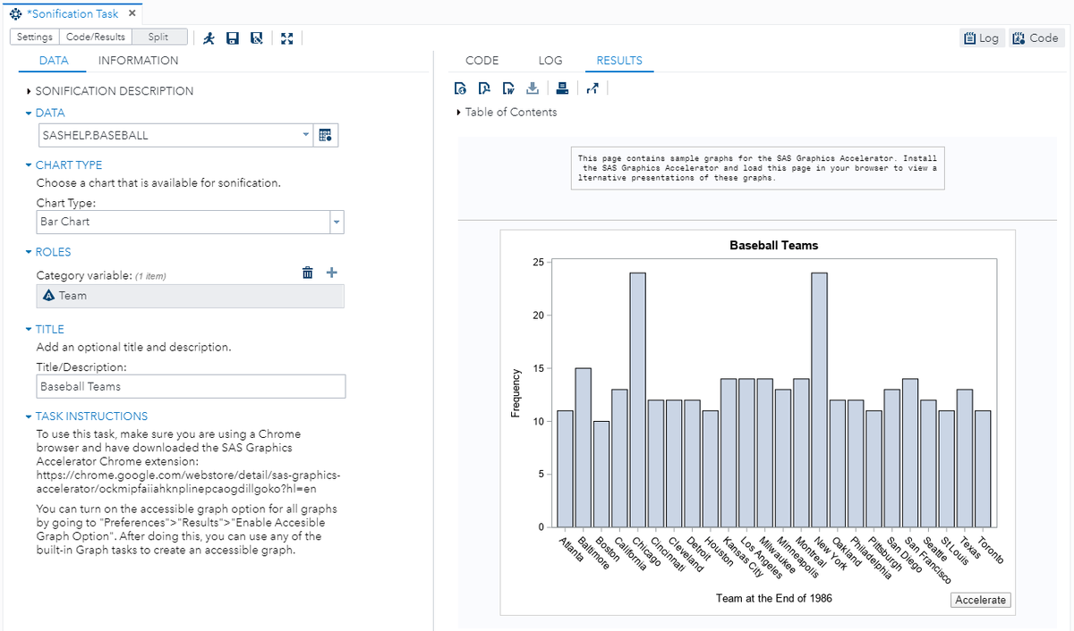OliviaJWright's tweet photo. Happy #CustomTaskTuesday! Check out the Sonification Task that takes advantage of the SAS Graphics Accelerator (enables users with visual impairments or blindness to create, explore, and share data visualizations). This task was featured in my #SASGF paper https://t.co/dZQYGgDEet https://t.co/POpQAjs0t1