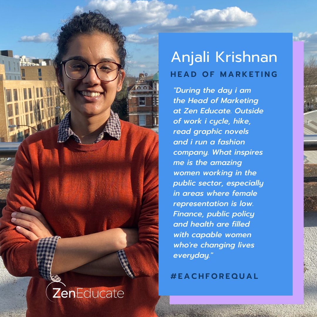 ZenEducate's tweet photo. Our second post is from Anjali who is a fashion designer outside of work
"What inspires me is the amazing women working in the public sector, especially in areas where female representation is low"
#ZenEducate #IWD2020 #WomensHistoryMonth https://t.co/wNU8xGyXO1