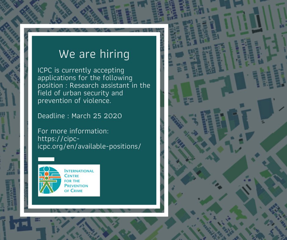 We are hiring! For more information: cipc-icpc.org/en/available-p… #AvailablePositions #UrbanSecurity #ResearchAssistant #ICPC