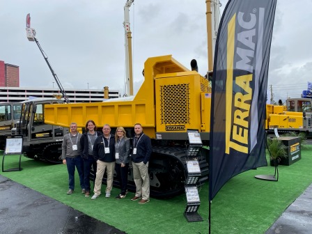 TerramacUSA's tweet photo. Terramac welcomes you to CONEXPO-CON/AGG 2020! Visit us in the Festival Lot, #F1732 today as we unveil our newest carrier model. #CrawlerCarriers #CONEXPO2020 #NewEquipment #RubberTrackedDumpers #IMakeAmerica https://t.co/fbW9vg0ajJ
