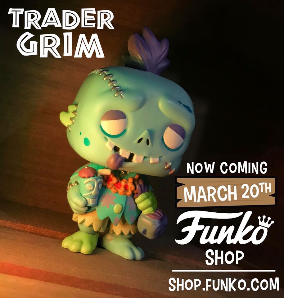 chrisraimoart's tweet photo. FYI My Funko POP “Trader Grim” Release Date has changed to FRIDAY MARCH 20th! @funko #chrisraimoart #chrisraimo #funko #funkopop #funkoshop #popvinyl #tradergrim #fantastikplastik #tiki #zombie #spooky https://t.co/72gwQBTOjQ