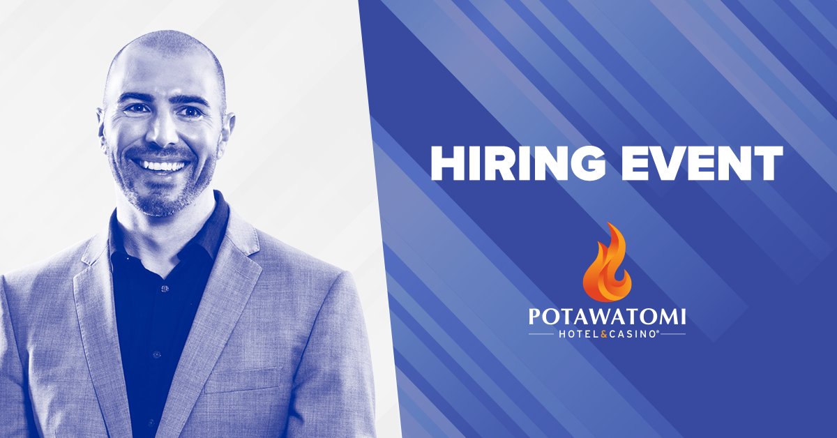 Today's forecast: sunny with a chance of new opportunities! 🌤

Don't forget our Hiring Event is happening today! Join us from 3-7 p.m. to get the guidance needed to find your perfect fit here at Potawatomi Hotel &amp; Casino. Head over to our Event Center &amp; begin exploring!