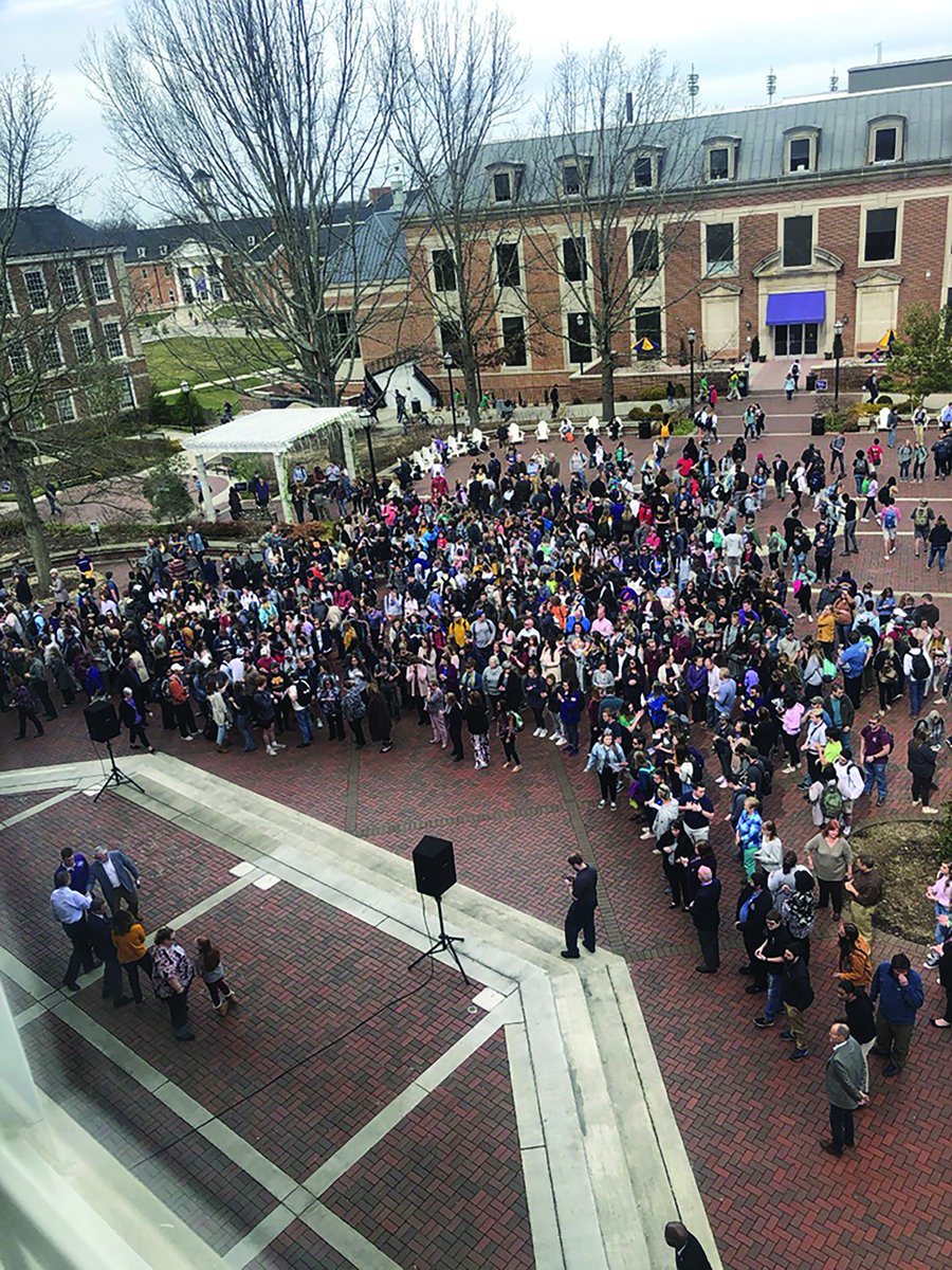Hundreds gathered in Centennial Plaza Thursday morning for a silent prayer in honor of tornado victims. Listen here: tntechoracle.com/2020/03/10/tec…