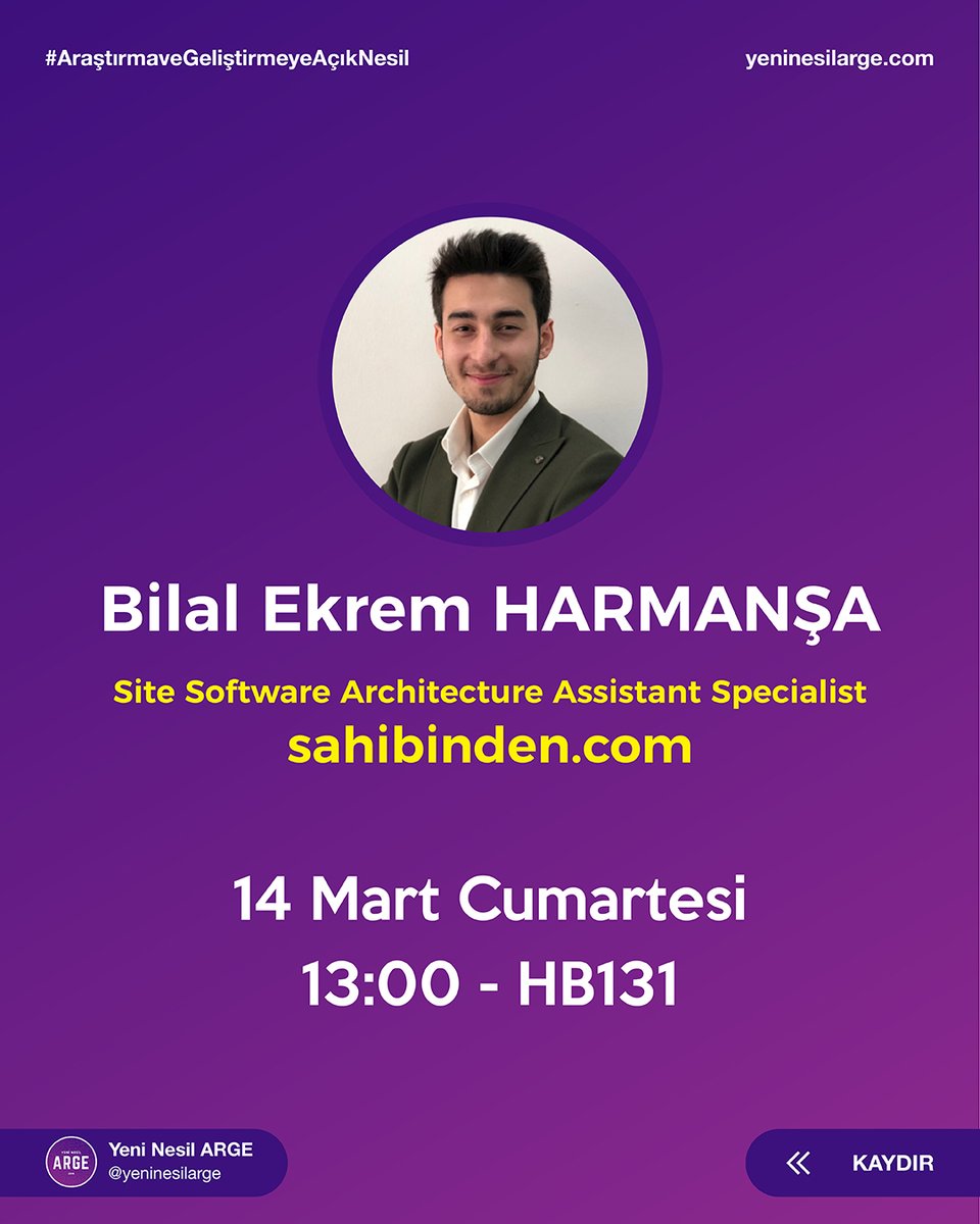 🧑‍🎓GİT Versiyon Kontrol Sistemi Nedir, Nasıl Kullanılır? Fatih Sultan Mehmet Vakıf Üniversitesi Bilgisayar Mühendisliği Mezunu Öğrencimiz Bilal Ekrem Harmanşa Anlatıyor! 😊

<a href="/fsmvu/">Fatih Sultan Mehmet Vakıf Üniversitesi</a>
<a href="/Fsmvusks/">FSMVÜ SKS</a> 
 
🗓️ 14 Mart 2020
⏰ 13:00
📍 Haliç Yerleşkesi B-131