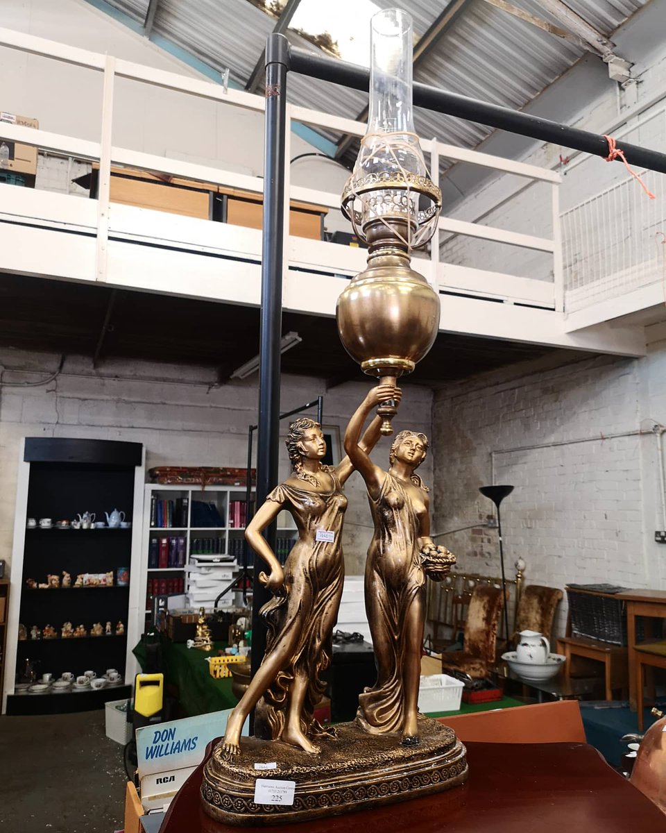 Lot 225: Few keen eyes on this already. Gold colour goddess oil lamp #oillamp #Auction