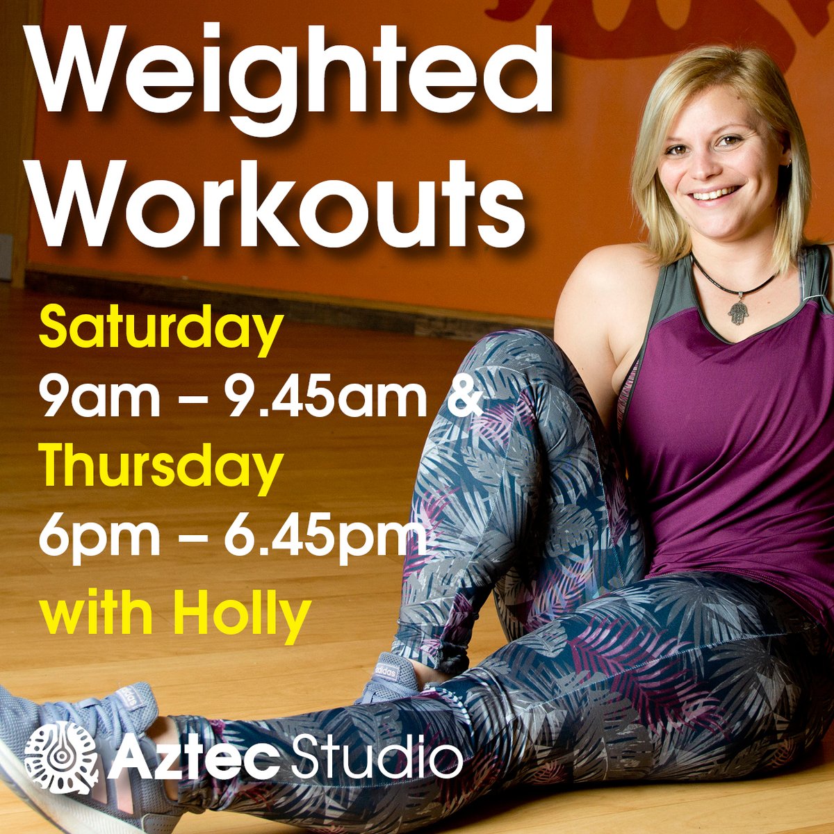 Aztec_Club's tweet photo. Don't forget to book your place for Holly's popular Weighted Workout class. 💪
A polite reminder that if you have booked on and then cannot attend the class to please phone.📲
#AztecStudioFit #AzyecGymGains #Aztec #Weights #Workout #Fitness #Torquay #Torbay https://t.co/koXyTbPiIl