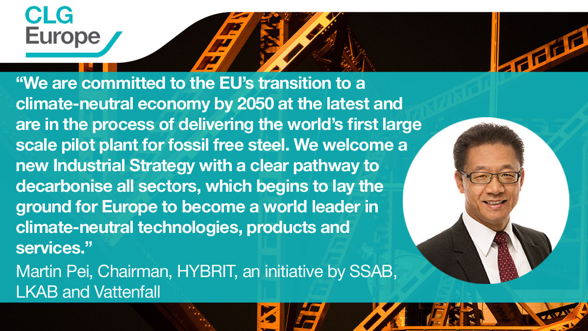ClimateCLG's tweet photo. #EUIndustrialStrategy announcement: "Green transition cannot succeed without modernising and decarbonising energy-intensive industries such as steel, cement, and chemicals," @VDombrovskis -> #CLGEurope member @hybrit_project will deliver the world’s first fossil-free steel-making https://t.co/ojhDckhxCk