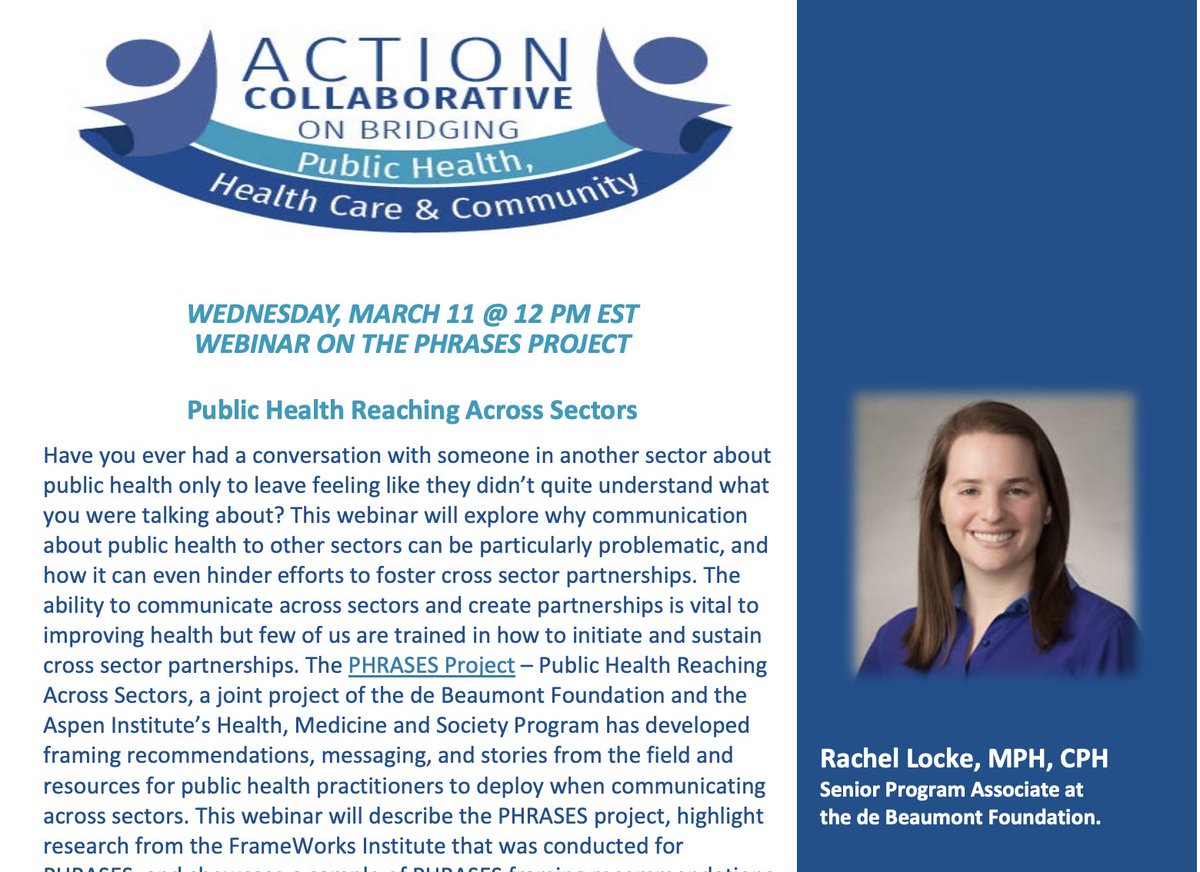 PHRASESproject's tweet image. Tune in on March 11 at 12pm ET to hear @RachelLocke15 &amp;amp; @SarahKCMO on a @theNASEM webinar about PHRASES &amp;amp; how to effectively communicate all things #publichealth to audiences in other sectors. Hope to see you there! ow.ly/YVo050yHRgy