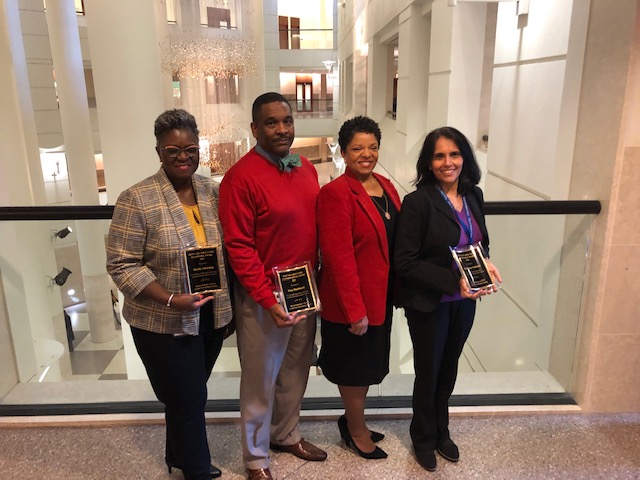 MeckClerk's tweet photo. In December, the Clerk’s Office hosted its annual Most Valuable Clerk Awards!  Congratulations to the proud recipients of the 2019 MVC Awards: Troy Hubbard - Customer Service Award, Sheila Amaning - Teamwork Award, Mandana Vidwan - Innovation Award. https://t.co/MxlYIJzpiU
