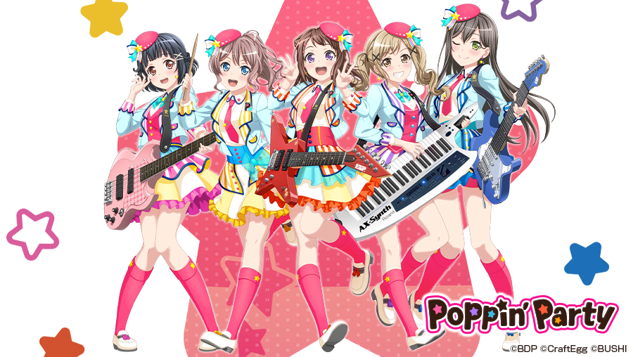 バンドリ ガールズバンドパーティ Ar Twitter Poppin Partyの新ライブ衣装公開 ポップで爽やかなスクールガールズバンドをイメージ 帽子の流星モチーフがポイントです メンバー30人の新ライブ衣装は 3月16日0時に直接付与予定です バンドリ ガルパ