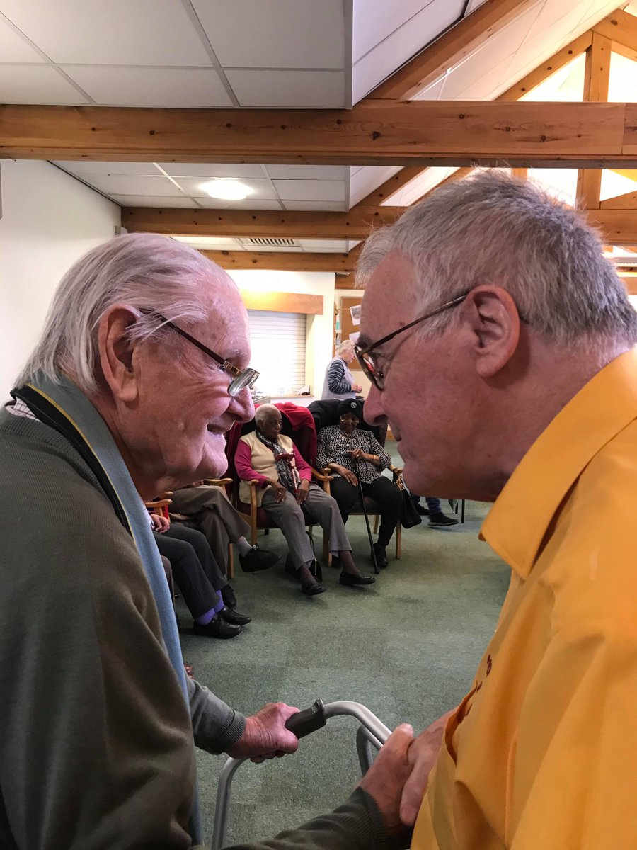 AgeUKNorthants's tweet photo. Glanville, one of our day centre clients met up with a former pupil he used to teach when Lyndon came to the Venton Centre to entertain our clients today. Lydon says "he only has memories of a lovely teacher who treated his pupils really well." #LoveLaterLife #MakingTimeforPeople https://t.co/N5xa27EgNs