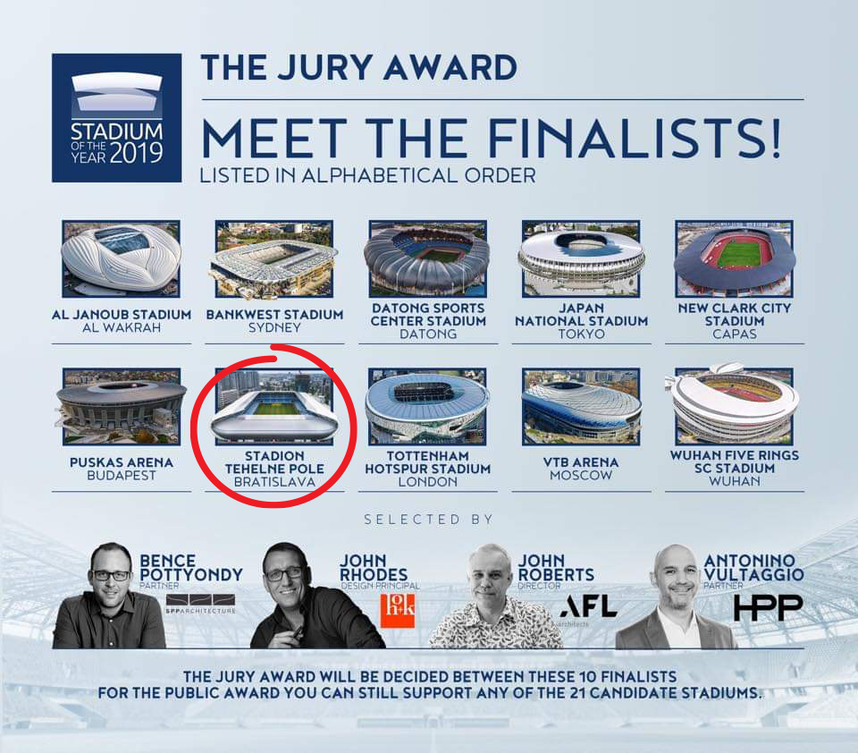 ColosseoEAS's tweet photo. Please vote for Stadion Tehelne pole – you will support also our work! https://t.co/APVGcBQgF0

The Stadium of the world 2019 goes to the final stage. In TOP 10 shortlisted is Stadion Tehelne pole in Bratislava, Slovakia with technology by #Colosseo. https://t.co/taMDuxjmjq