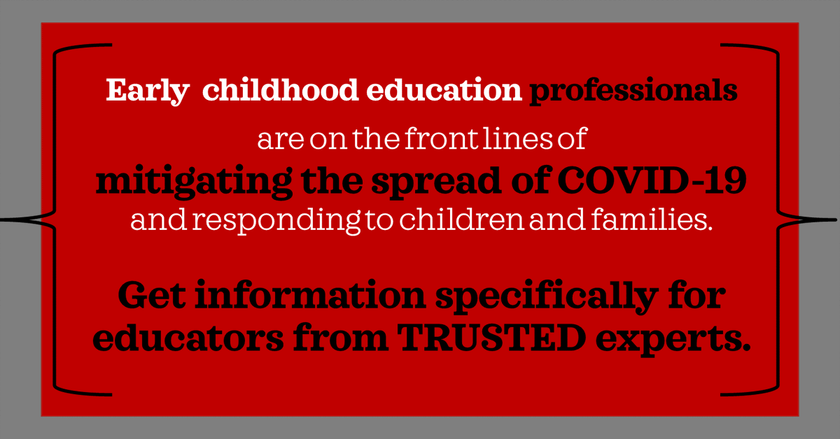 ECEWebinars's tweet photo. CRITICAL INFO:  Coronavirus and your #earlychildhoodeducation program - https://t.co/DLi4WXuHM2 #childcare #preschool #ECEleadership #ECEleaders #ECEdirectors #NAEYC #childrenshealth #COVID-19 #coronavirus #kinderchat #earlyed #earlyedchat #ECEchat https://t.co/sSBOVUM7ja