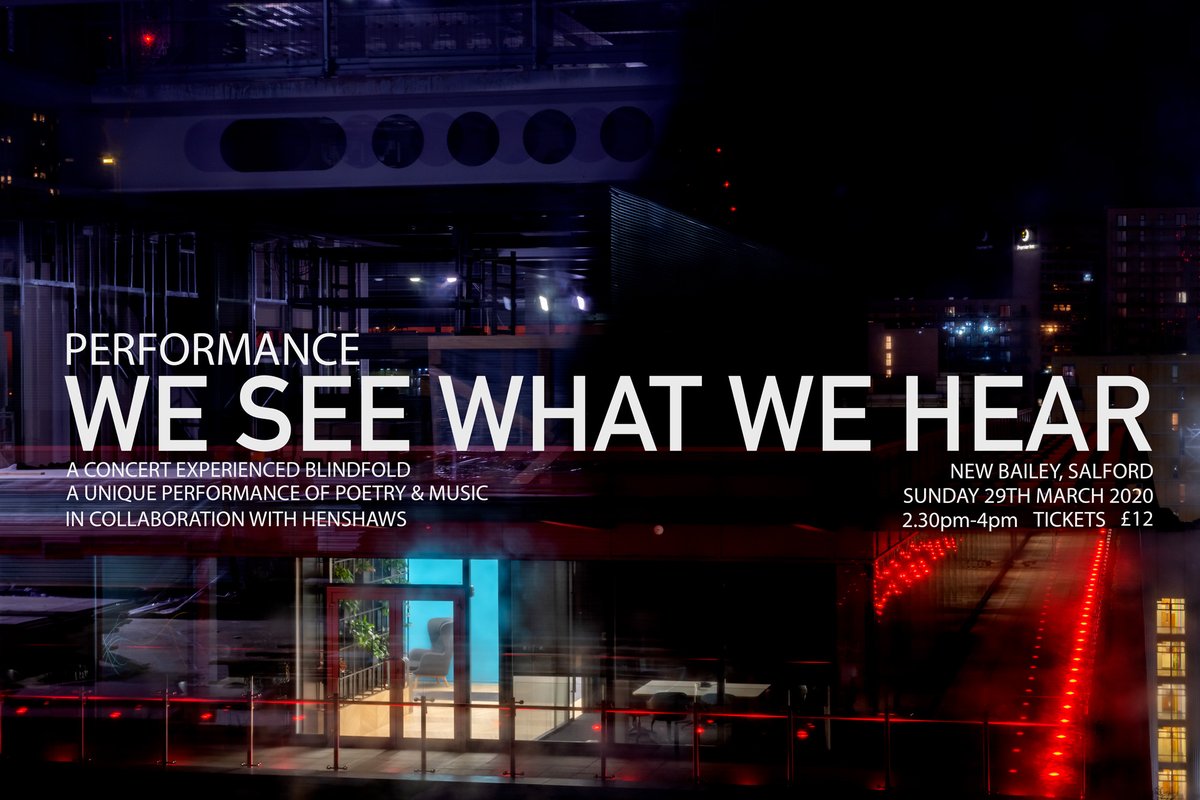 We See What We Hear - Sun 29th March. Shaping up to be a brilliant experience, helping raise awareness of life with visual impairment... Come and listen to a performance of real life stories, poetry, sound and music whilst blindfolded. 
buytickets.at/nql2020boxoffi…