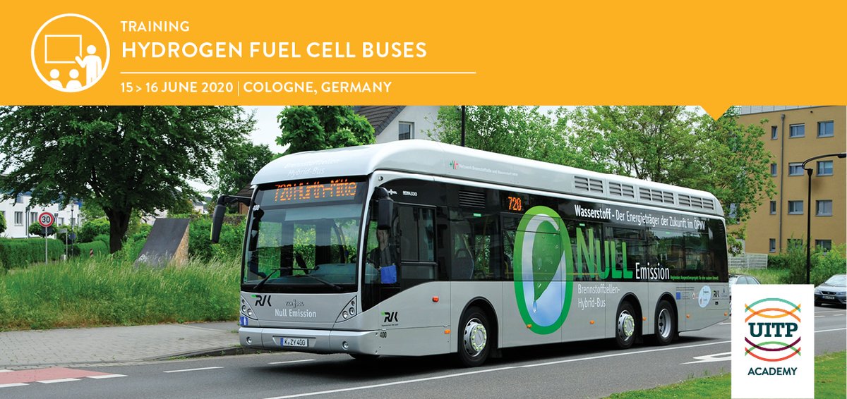 UITPnews's tweet photo. Join us in #Cologne to learn how to procure, deploy, operate and maintain #HydrogenFuelCell Buses. The course also includes a demonstration of #HydrogenBuses in cooperation with @RVK_Koeln and @KVBAG. Register soon, early bird fees end on 20 April. https://t.co/wupIHvhxqx https://t.co/FPQVvd9lwa