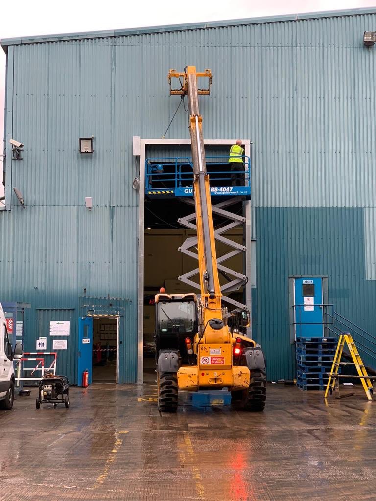 dls_ltd's tweet photo. We’ve really enjoyed getting stuck into this project, the customer came to us with very unusual door sizes, we manufactured the door on site in our Telford workshop! We can Literally say “no job too big” #industrialdoors #doorautomation #rollershutterdoors #rapidrisedoor #telford https://t.co/TUI6IUhiJ9