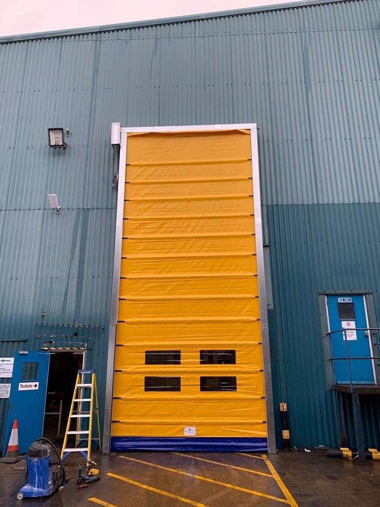 dls_ltd's tweet photo. We’ve really enjoyed getting stuck into this project, the customer came to us with very unusual door sizes, we manufactured the door on site in our Telford workshop! We can Literally say “no job too big” #industrialdoors #doorautomation #rollershutterdoors #rapidrisedoor #telford https://t.co/TUI6IUhiJ9