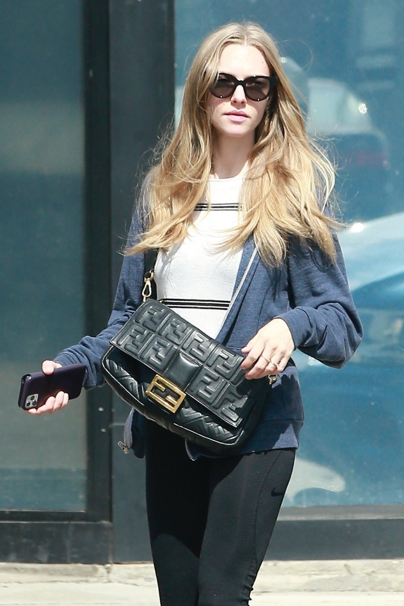 Fendi on X: .@AmandaSeyfried spotted in Los Angeles with an FF embossed  black #FendiBaguette.  / X