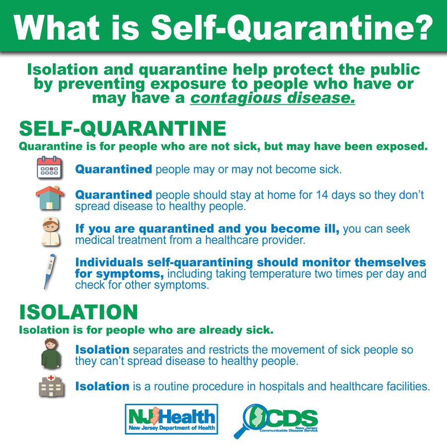 HunterdonDOH's tweet photo. COVID-19 Hunterdon Updates:
What is Quarantine vs. Isolation? https://t.co/Y49lI48Q8H