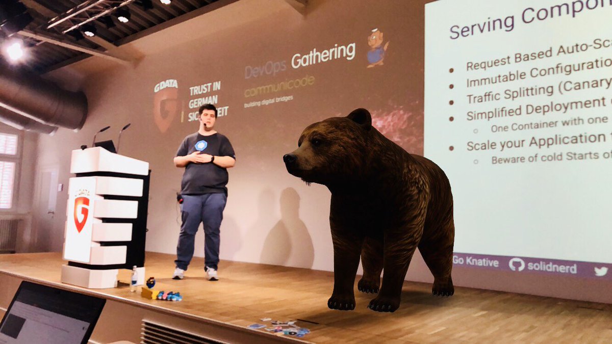 Flo_Geisberger's tweet image. Finally we let the nice #DevOpsGathering Bear out - #communicode #DevOpsGathering 2020 Event to get in touch with the experts #CloudNative #Container #kubernetes #serverless #microservices #knative