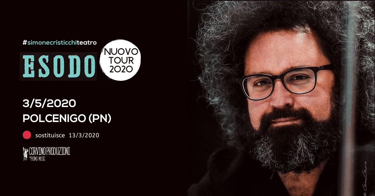 scristicchi's tweet photo. 🔸 DATA RIPROGRAMMATA 🔸 a POLCENIGO 3 Maggio 2020 (ex 13 marzo)

#Esodo
#Esodo2020
#simonecristicchi
#simonecristicchiteatro

https://t.co/6QWAUYFS0n https://t.co/iMTBlLxb2r