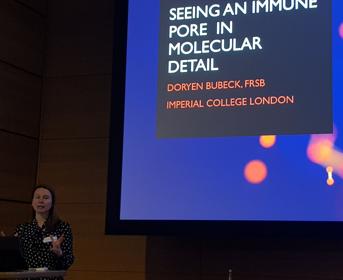 rli22's tweet photo. #PaulNurse officially opened the centre, then we had #teabreak & now it's @BubeckLab with her beautiful work on #complement @anaismenny @hoogenboom_lab including some exciting new data-on the edge of my seat! #pore #MAC #splitwasher #betabarrel #immunity #membrane #bilayer https://t.co/8xaGk1MPsC