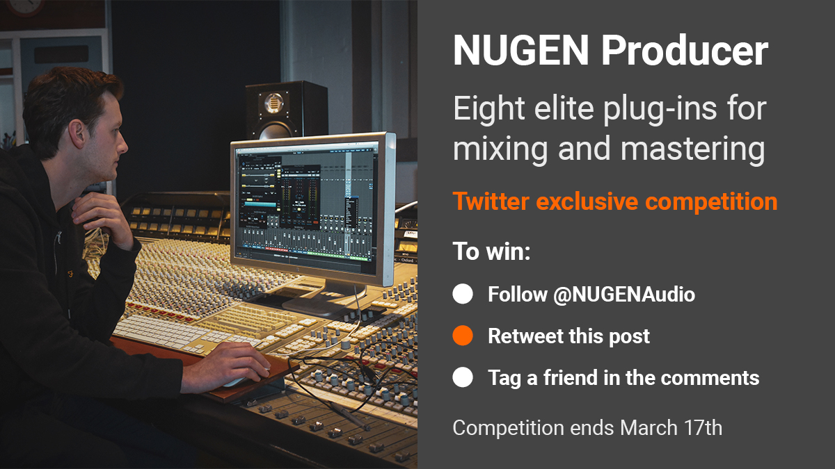 Competition time: want to win $499 worth of plug-ins? Just follow <a href="/NUGENAudio/">NUGEN Audio</a>, retweet this post and tag a friend in the comments to be in with a chance of winning NUGEN Producer! #proaudio #prosound #musicproduction #producer