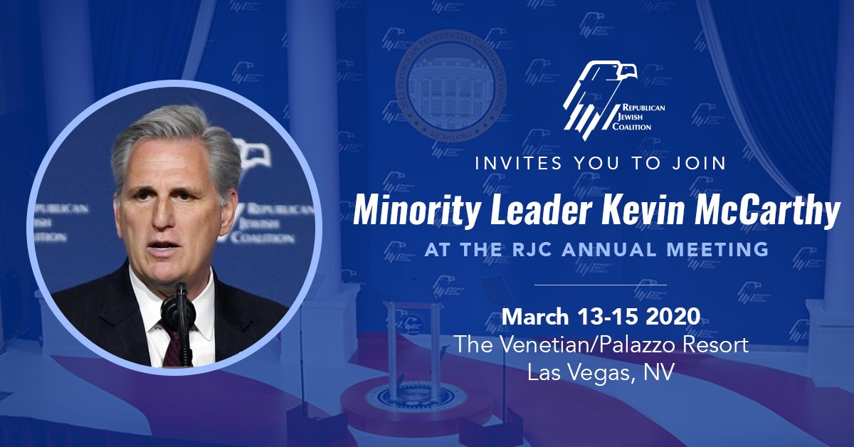 ***Speaker Announcement*** 

We are very excited that @GOPLeader Kevin McCarthy will be addressing the RJC Annual Leadership Meeting this weekend!

#RJCVegas