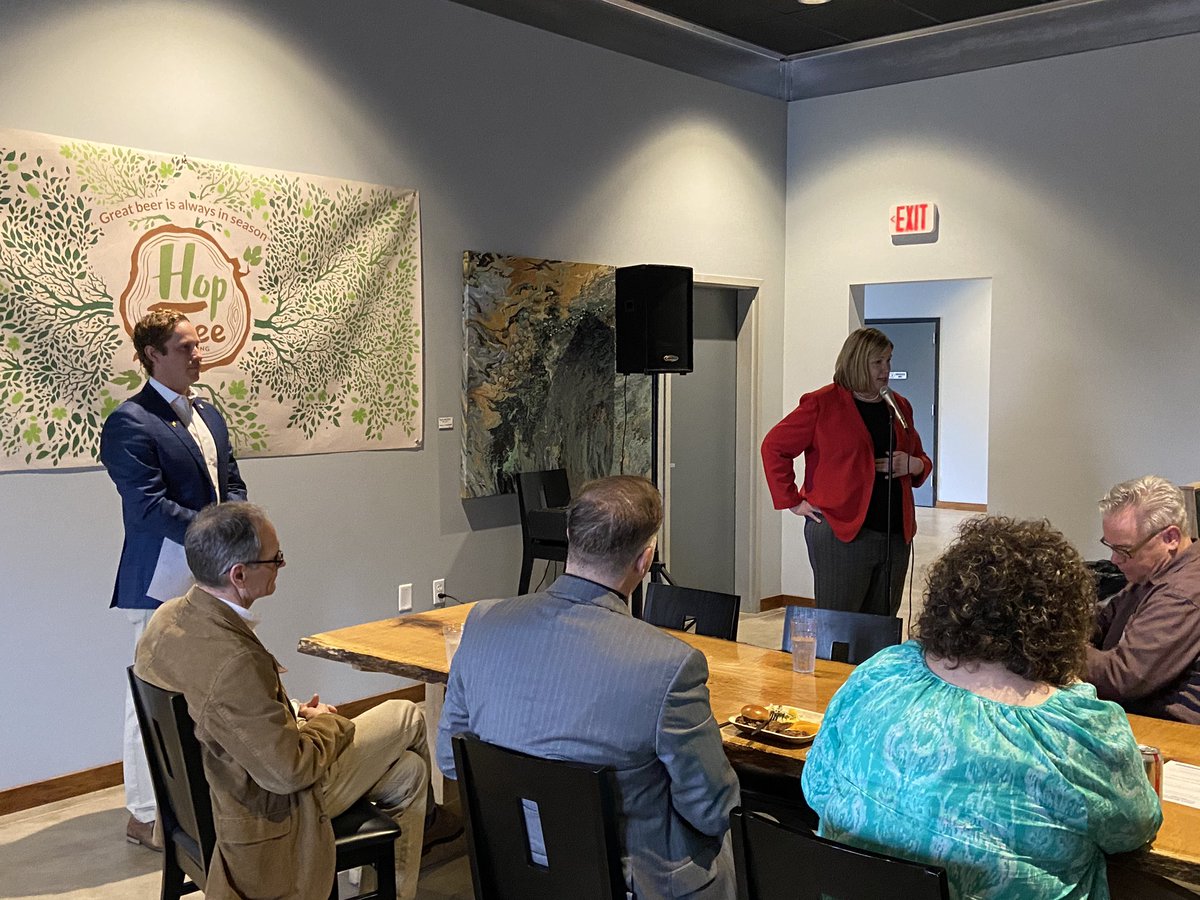 HillaryMueri's tweet photo. An honor to be in Hudson yesterday supporting my friend &amp; Fellow #veteran @RepWeinstein in kicking off his re-election campaign! 
#TeamToro #BlueWave2020 #FlipOH #OH14 https://t.co/jbnO4nC4bn