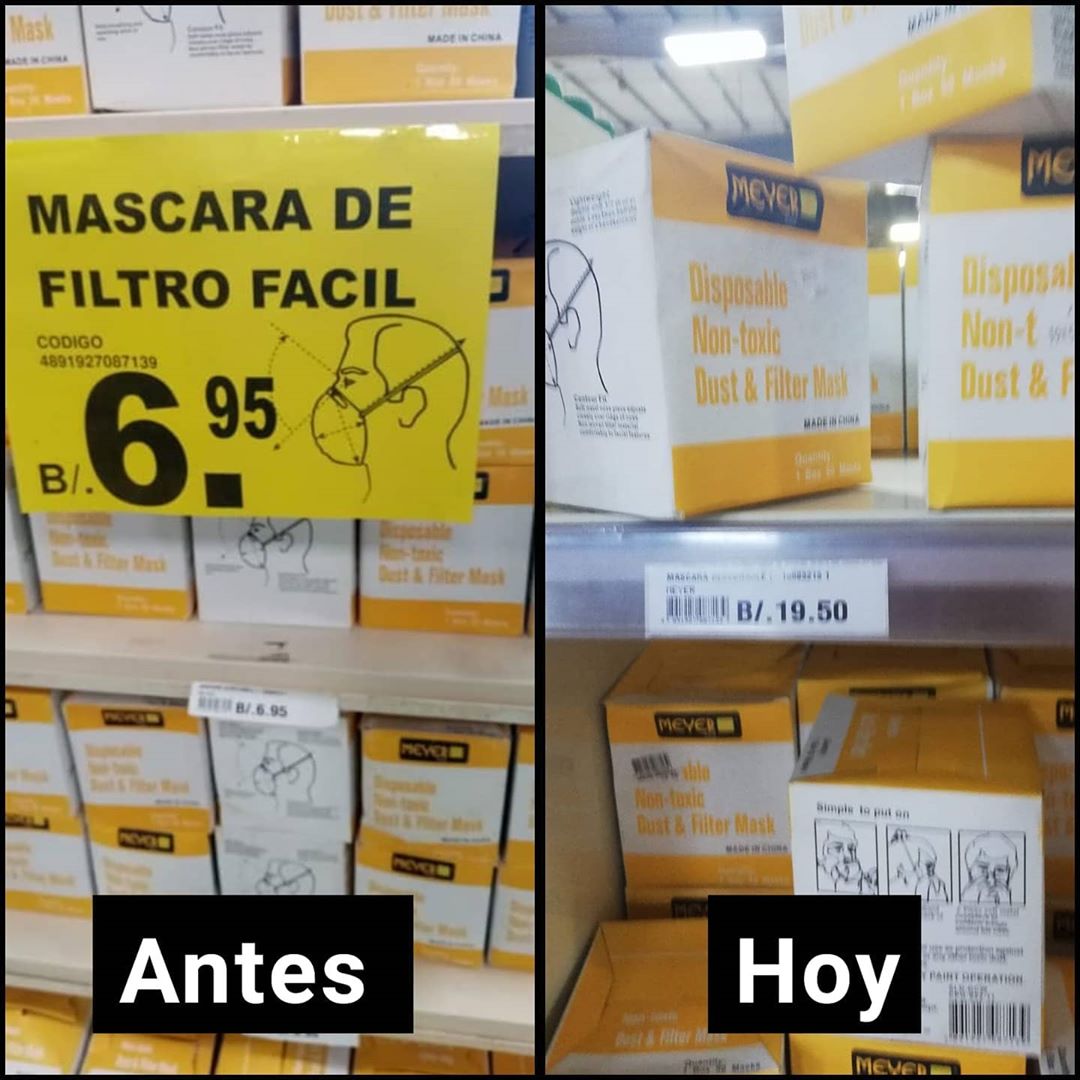 Lamentable! Comercios suben valor de mascarillas luego de que <a href="/MINSAPma/">Ministerio de Salud de Panamá</a> anunciara el 1er caso de #Coronavirus en Panamá.

¡Ojala la <a href="/AcodecoPma/">ACODECO</a> tome accion lo antes posible para que esta gente no se aproveche para facturar!

¡Que pasa loco!
🙄🙄🙄🙄🙄