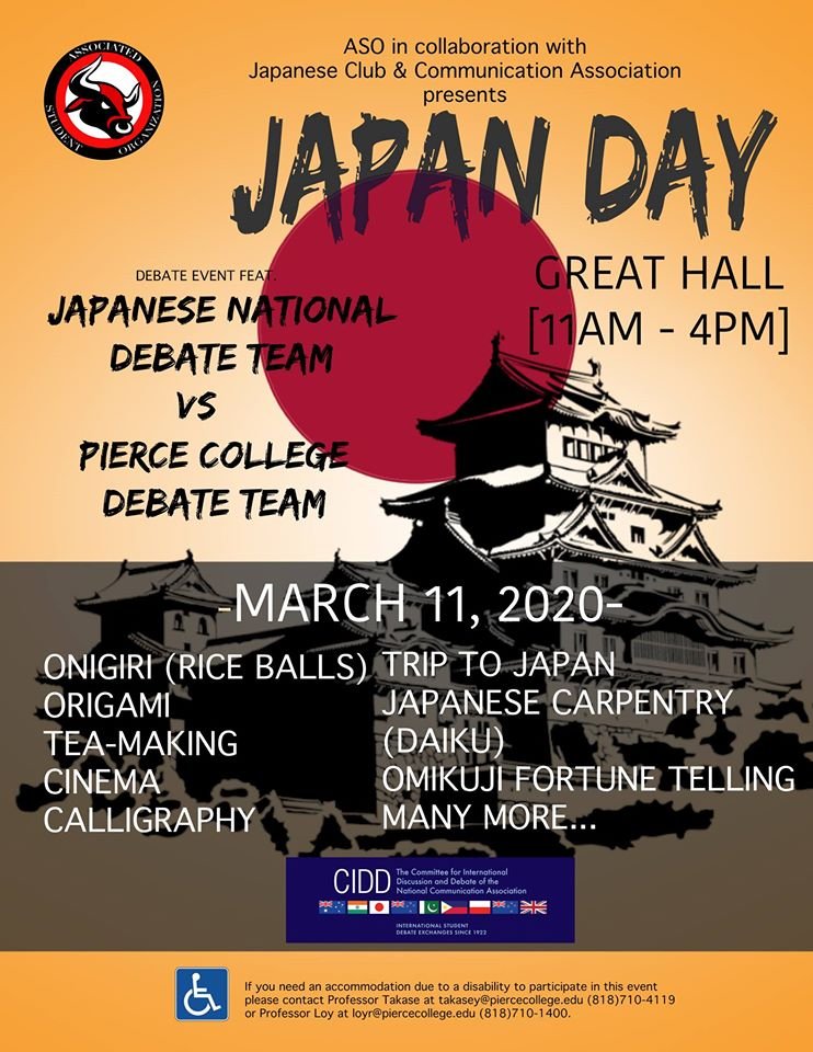 As the tour continues on the west coast, the debaters arrive in Southern California today for tomorrow's Japan Day at Pierce College.