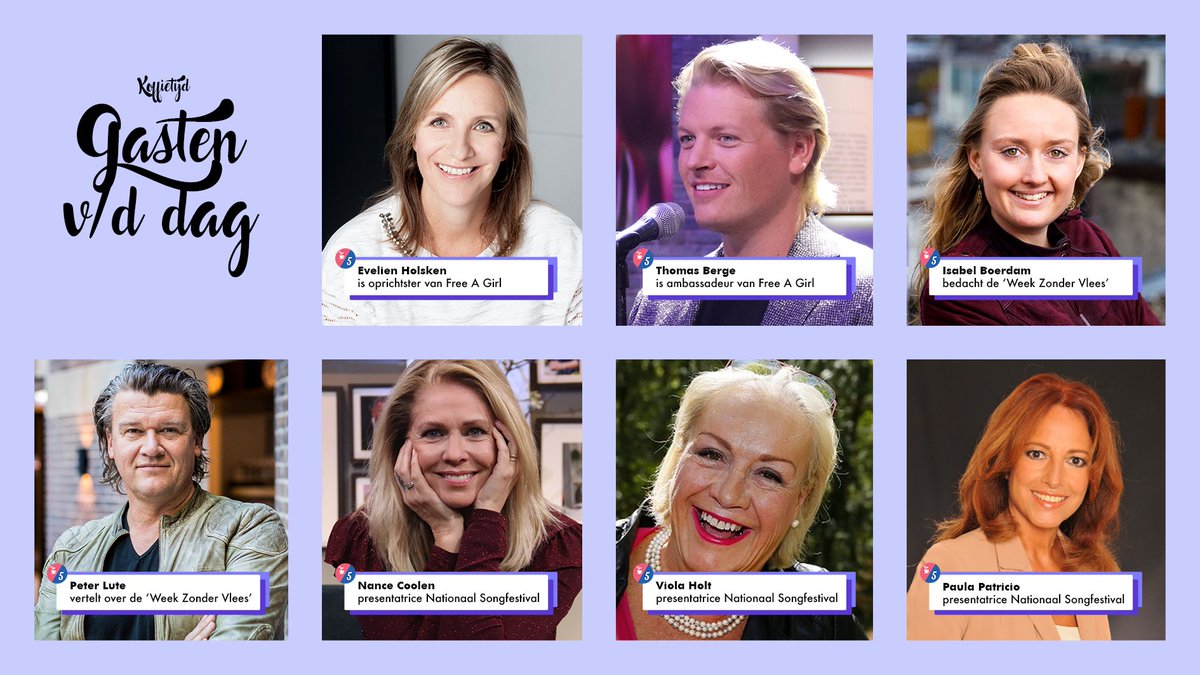 Vandaag bij Koffietijd gaan we het hebben over <a href="/WeekZonderVlees/">Week Zonder Vlees & Zuivel</a> , over <a href="/freeagirl/">Free a Girl</a>  met <a href="/Thomasbergetwit/">THOMAS BERGE</a> en Evelien Hölsken én <a href="/nance/">hilary lizelena vasq</a> , Viola Holt en Paula Patricio komen langs om het te hebben over het Eurovisie Songfestival!  ☕💕 #koffietijd #gezelligheid #totstraks