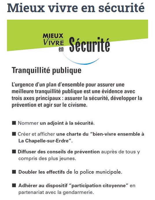 2020Erwan's tweet photo. 📢 Retrouvez le 2ème thème du programme de la liste #LaChapelleenaction2020 : Pour #MieuxVivreàLaChapellesurErdre EN SÉCURITÉ ! #Municipales2020 https://t.co/AWy2VB0WZe