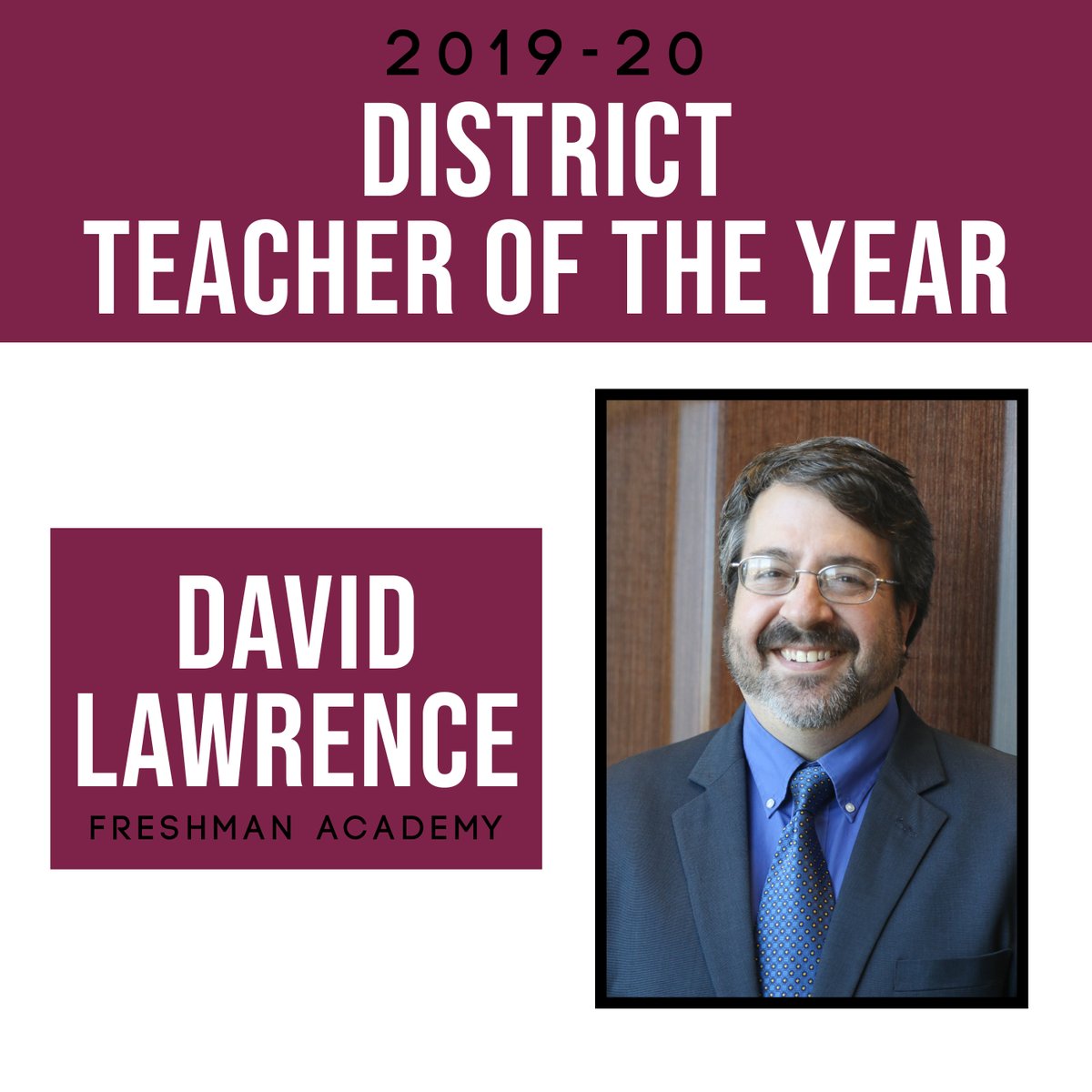 Jenks Public Schools (@jenksps) on Twitter photo Congrats to David Lawrence of <a href="/JenksFA/">JenksFreshmanAcademy</a> on being named 2019-20 District Teacher of the Year!
Education has played a central role in Lawrence's life, and he is grateful for the opportunity to gift a love of learning to a new generation. Get to know him here jenksps.org/vnews/display.… Congrats to David Lawrence of <a href="/JenksFA/">JenksFreshmanAcademy</a> on being named 2019-20 District Teacher of the Year!
Education has played a central role in Lawrence's life, and he is grateful for the opportunity to gift a love of learning to a new generation. Get to know him here jenksps.org/vnews/display.…
