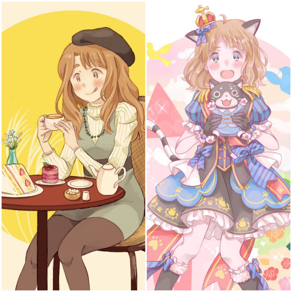 「私事ですがiPadを買って丁度1年経ちました。
左側が初めてiPadで描いた美也」|hachoのイラスト