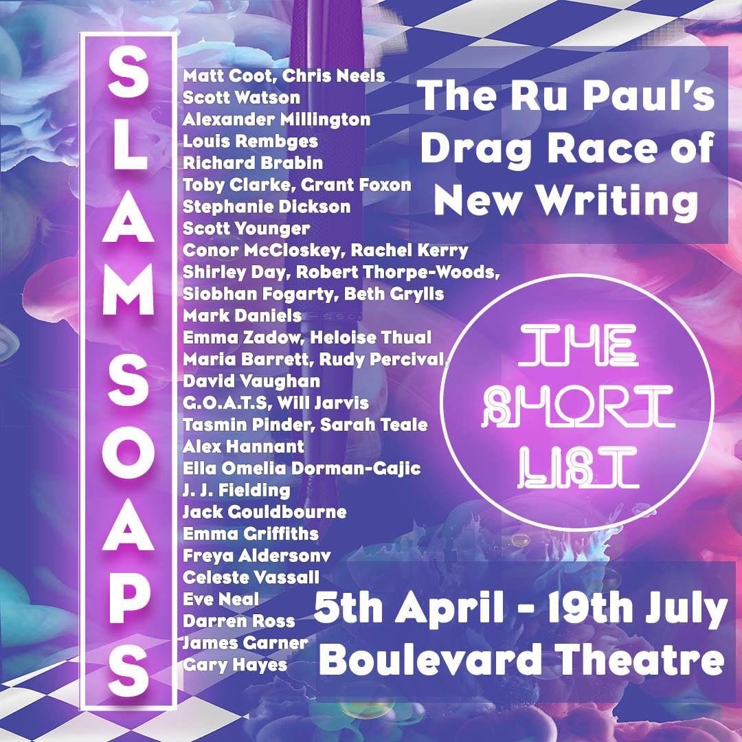 SLAMKingsX's tweet photo. 🥁🥁🥁🥁🥁⠀
.⠀
ONE & ALL I give you the #SLAMSoaps #shortlist.⠀
Whittled down from nearly 1,500 #submissions we have these 35 absolute champions! ⠀
TOMORROW the final 17 that will be performing will be announced.⠀
TIX are avails @boulevardtheatre https://t.co/u4kYgdSKrB https://t.co/SHLEzShLnN
