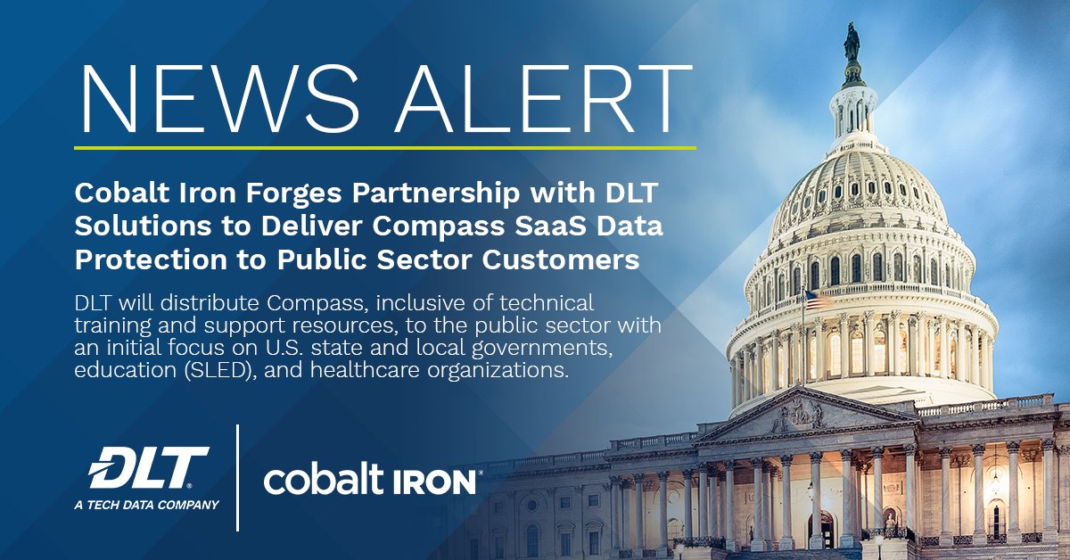 TD_SYNNEX_PS's tweet photo. #NewsAlert: DLT and @CobaltIron have forged a partnership with to deliver #CompassSaaS #DataProtection to the public sector. Learn more here: https://t.co/aVPXHOxJaB https://t.co/74hNf4nomS