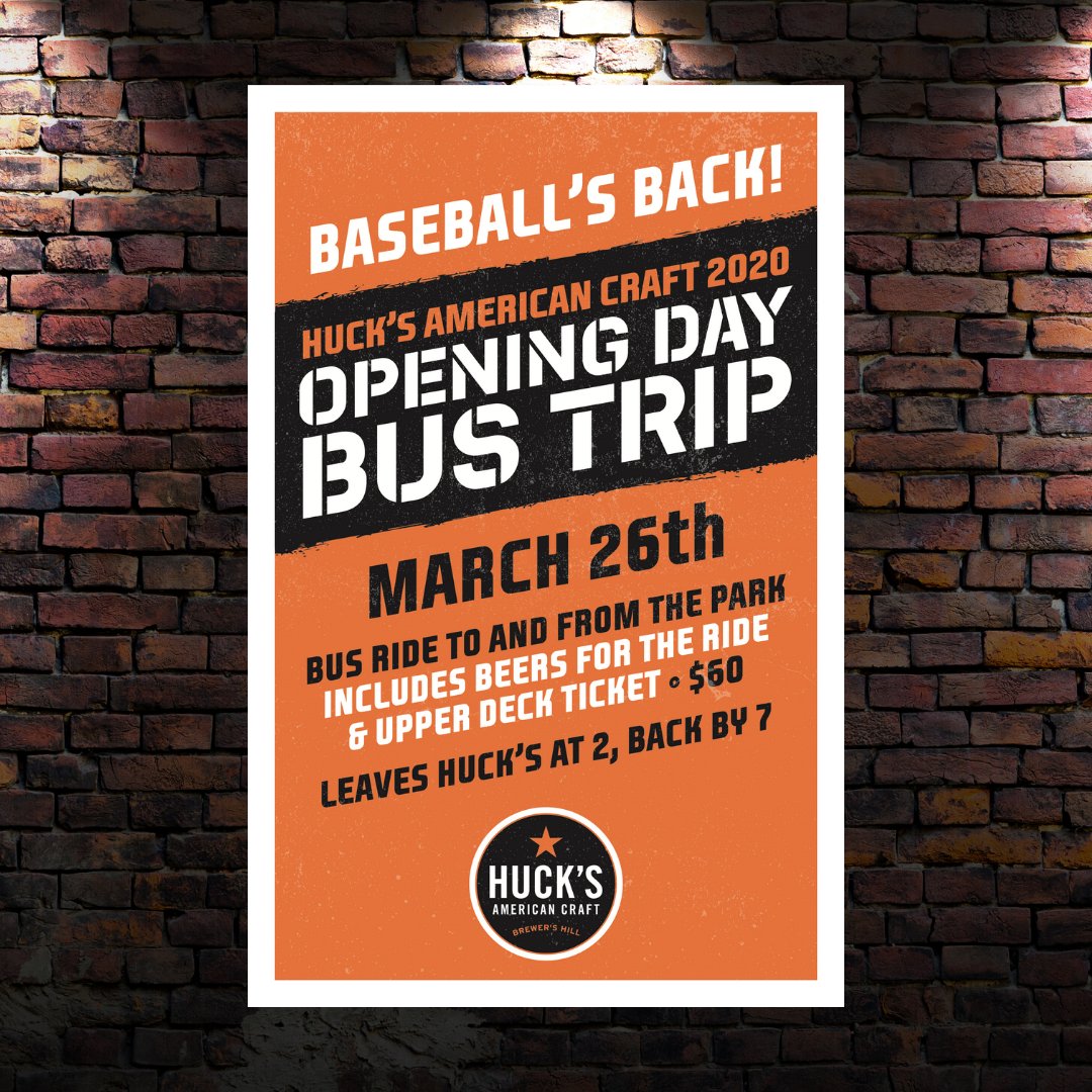 Join Huck's on our Orioles Opening Day Bus Trip!
$60 gets you a seat on the bus plus beer for the ride and an upper deck ticket.
You can stop in and reserve your seat or call them at 443-438-3380.
#OriolesMagic #Orioles #OpeningDay