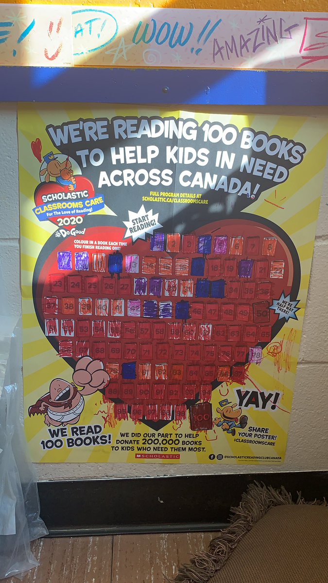 hgorrellclass's tweet photo. We read our 100 books! #classroomscare #DoGood https://t.co/A6HjBMtpGI