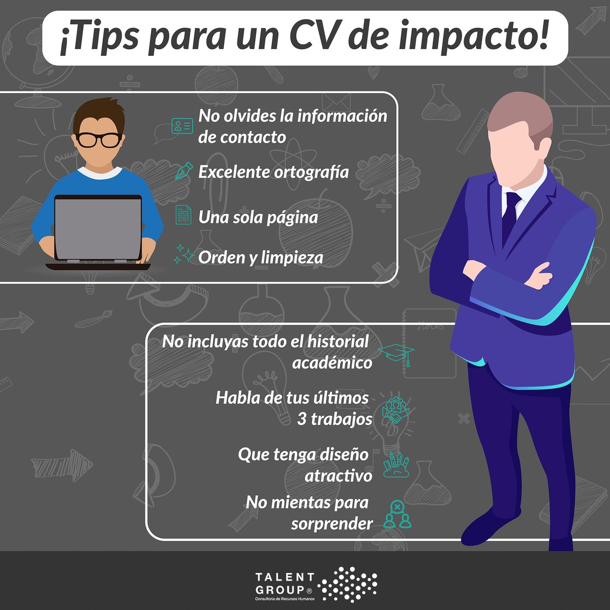 Focus4Growth_'s tweet photo. ¡Checa estos tips para tener un CV de impacto! 

#TalentGroup #Trabajo #Empleo #BuscoEmpleo #EmpleosEnMéxico #Vacantes #VacantesMéxico #CV #CurriculumVitae #Curriculum #TipsParaTuCv #TipsCV #TipsParaCV https://t.co/hzwPO4cerC