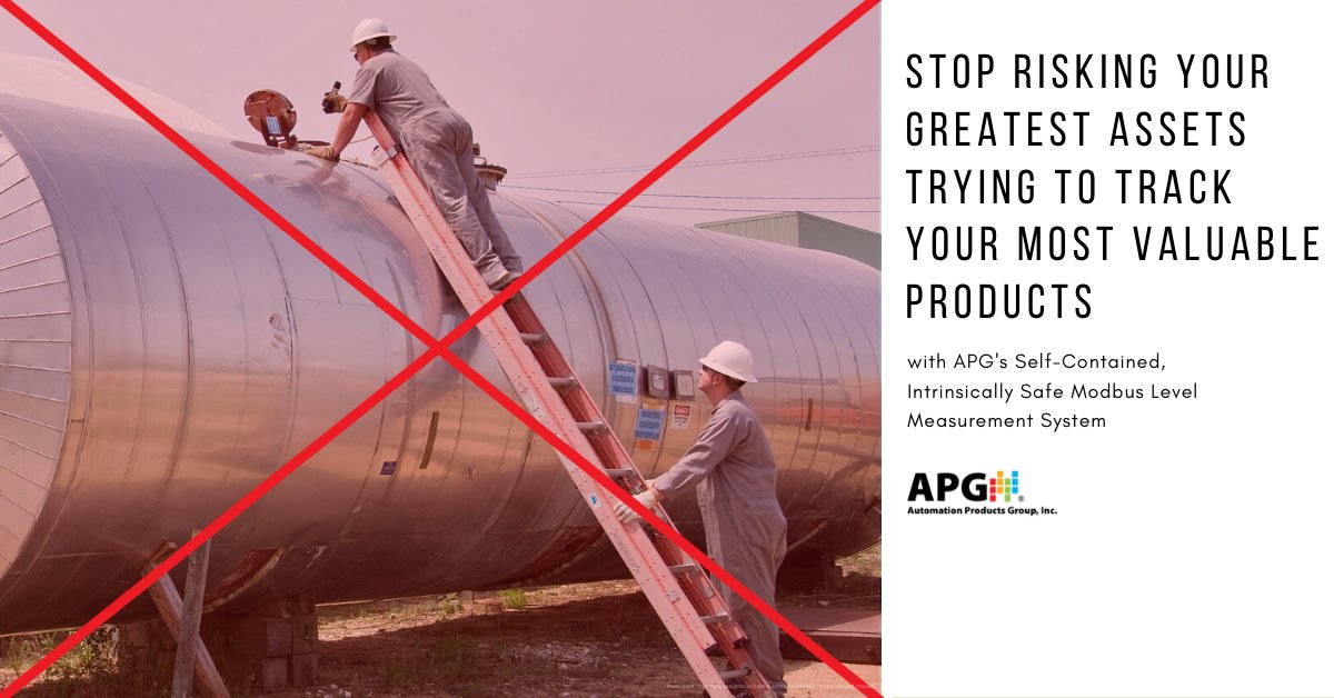 apgsensors's tweet photo. Don't risk #employeesafety trying to collect #levelmeasurements. #APGSensors Self-Contained #IntrinsicallySafe #MeasurementandControlSystem ensures your employees won't need to climb tanks to #collectlevelmeasurements. https://t.co/aI9d4xlFp4.
#tanklevel #leveltransmitter https://t.co/HzvLnPYYDu
