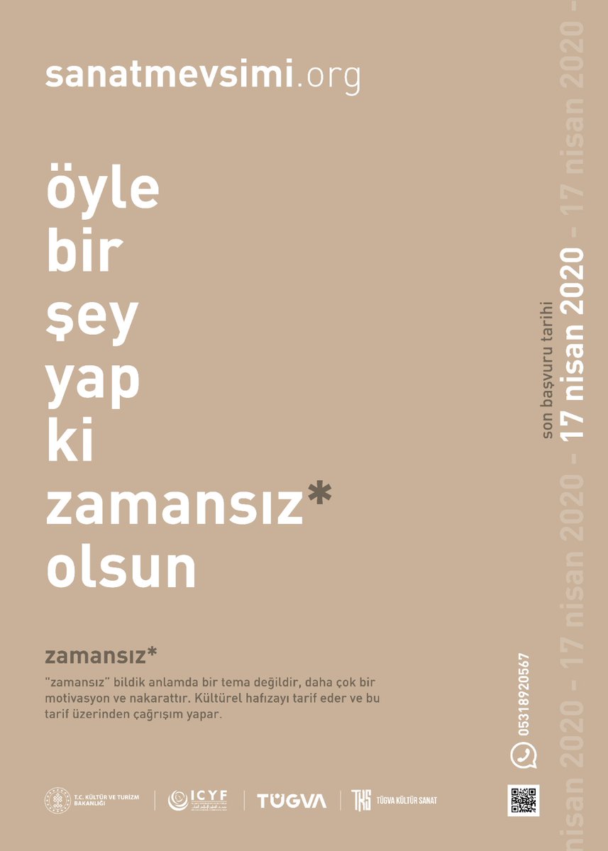 Küçük bir hatırlatmayla karşınızdayız!🌿
Sanat Mevsimi başvuruları devam ediyor

⚪İster bireysel ister arkadaşlarınla başvur
⚪Bir fikirle gel ama “zamansız” olsun!
⚪Onaylansın
⚪Yurt içi ve yurt dışında adın yankılansın

Detaylı bilgi⚪ sanatmevsimi.org
<a href="/sanatmevsimi20/">sanatmevsimi</a>