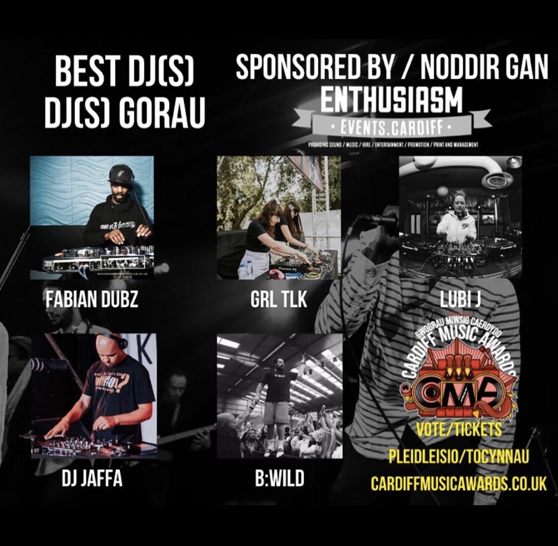 EnthusiasmEvent's tweet photo. Proud to be supporting @CDFMusicAwards again this year. Can’t wait! Sponsoring ‘Best DJs’ 🔊🎧 @FabianDubz @GRLTLKDJS #LubiJ @djjaffa @iambenjiwild https://t.co/DA1oCLPVcV
