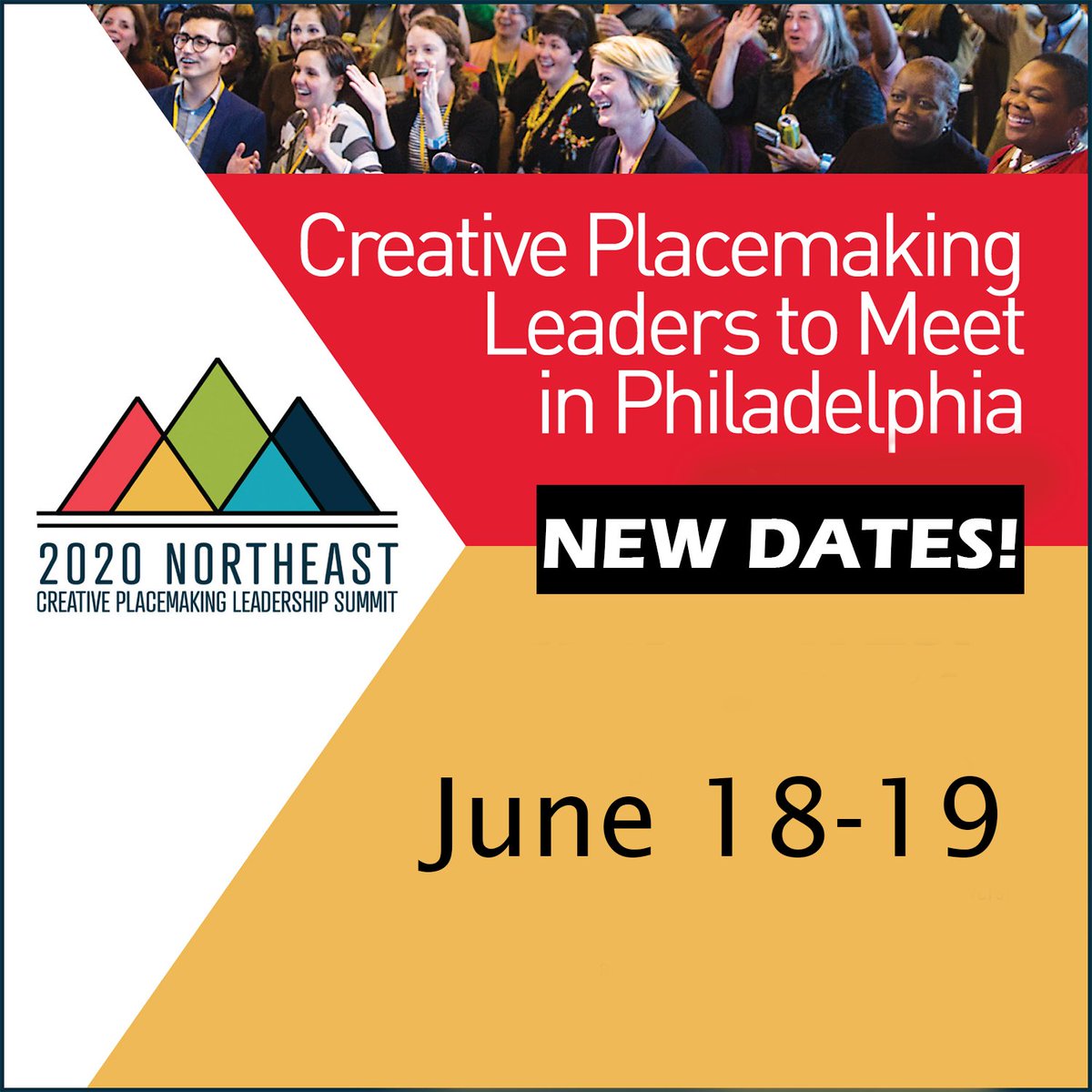cpcommunities's tweet photo. The National Consortium for Creative Placemaking announced that it will postpone the 2020 Northeast Creative Placemaking Leadership Summit in Philadelphia to Thursday and Friday, June 18 and 19 due to concerns expressed by session leaders and participants. https://t.co/N6buQ7xVLi