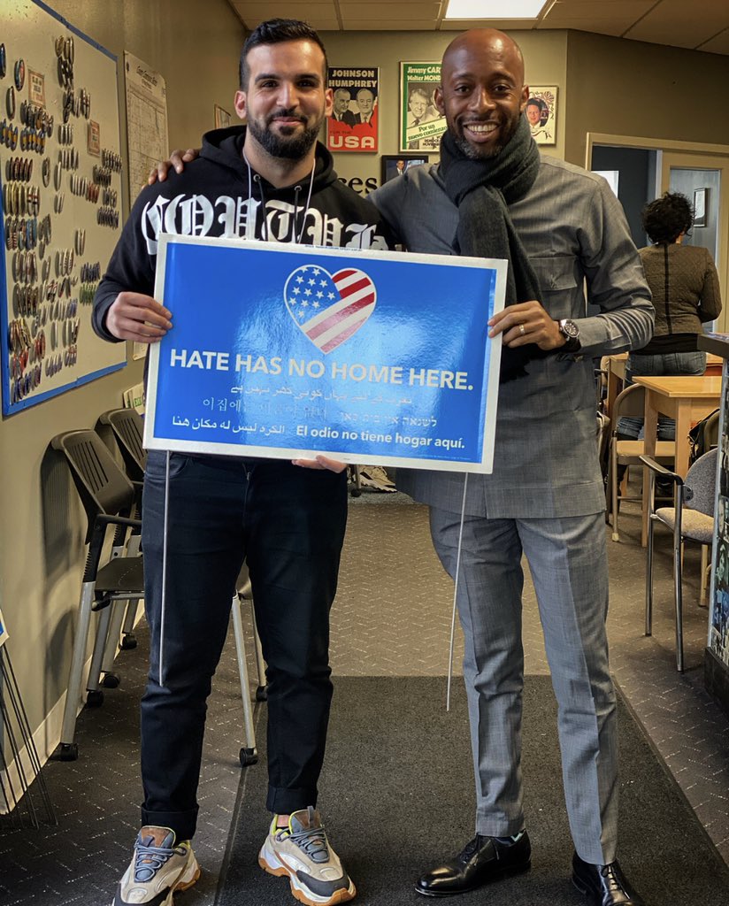 “Hate has no home here”

Here I am with Nigerian MP <a href="/LukeOnofiok/">Onofiok Luke</a> at the <a href="/TheDemocrats/">Democrats</a> HQ in Kalamazoo ✊🏼✊🏾