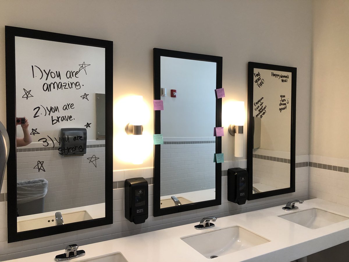 ATULearns's tweet photo. @ATULearns really appreciates the Women of @ATUBusiness and we are so happy to be a part of the Rothwell 4th floor. What a positive affirmation to receive in the mirror! @ArkansasTech https://t.co/VcKbKC4p1H