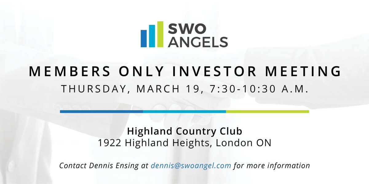 Our next Investor Meeting is a little over a week away, on March 19, at the Highland Country Club.
 If you are interested in learning more, contact Dennis for details: swoangel.com/events?utm_con…
