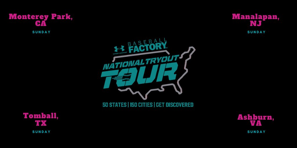 BaseballFactory's tweet photo. Our #BaseballFactory National Evaluation Tour is stopping in 4 locations this Sunday!

Head to https://t.co/rC7QJ3OzeP to secure your spot on the roster. Use code SOCIAL20 as well to receive an additional 20% off at checkout 🙌

#TheTour #Baseballfactory https://t.co/9ms2IBaGWq