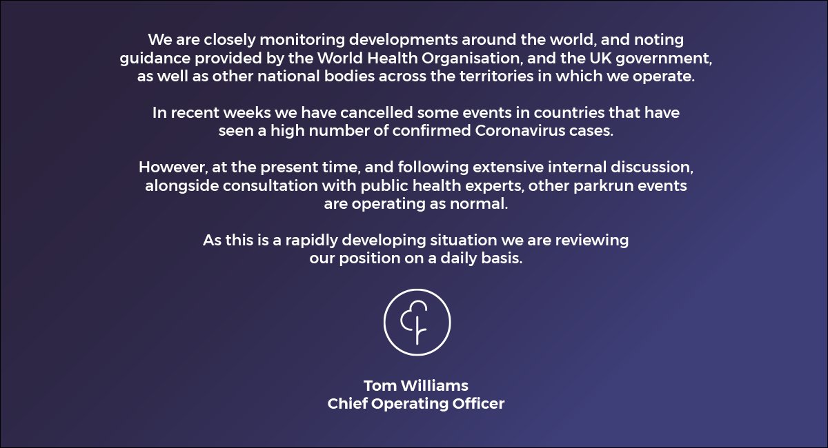 📢 A statement from Tom Williams, Chief Operating Officer at parkrun

🌳 #loveparkrun